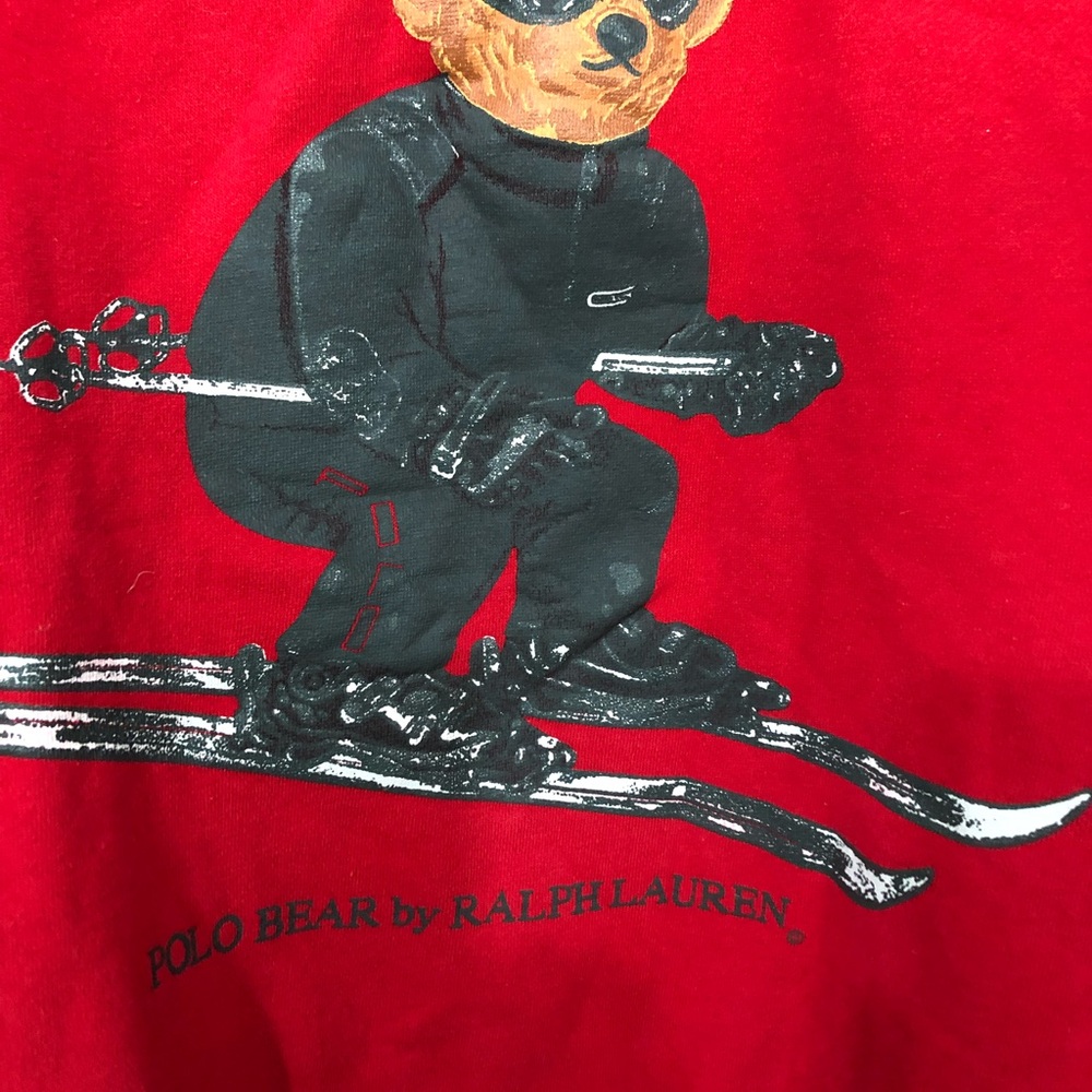 Rare Vintage limited edition red polo Ralph Lauren bear sweatshirt size large - Picture 5 of 6